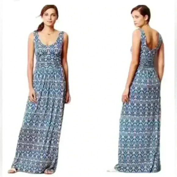 Anthropologie Vanessa Virginia blue print maxi dress with pockets. Small - Picture 1 of 9